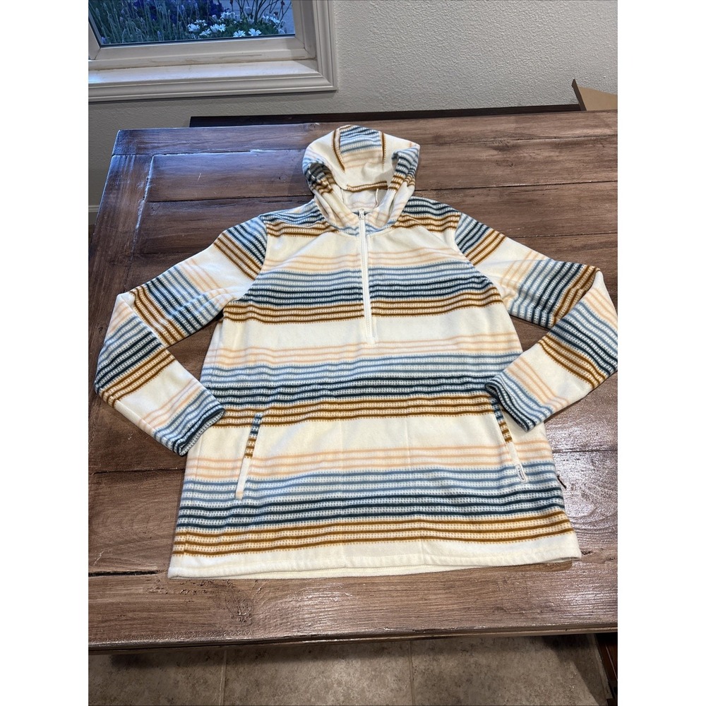 O'Neill 1/4 Zip Striped Fleece Hoodie Jacket Women's Sz M Beach Surfer Girl